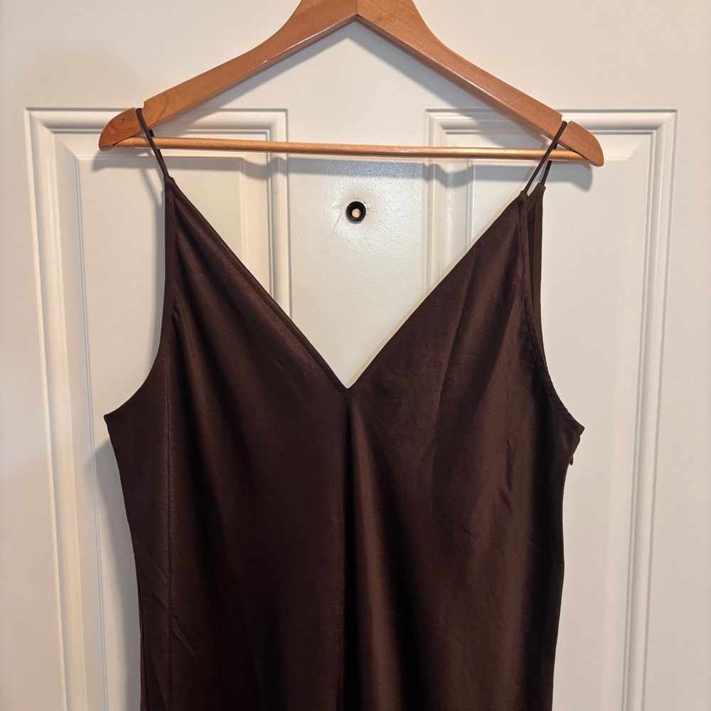 NWT Madewell Satin Sleeveless Maxi Slip Dress in Dark Carob - Picture 4 of 8